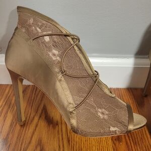 G.I.L.I. Brown Lace-Up Peep-Toe Heels